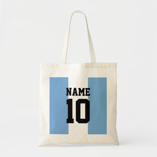 Personalized custom name & number Argentina Flag Tote Bag (Front)