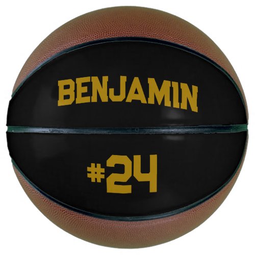 Personalized Custom Name  Number Basketball Gold