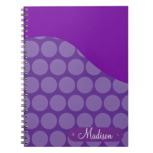 Personalized Custom Name Purple Polka Dots Wave Notebook