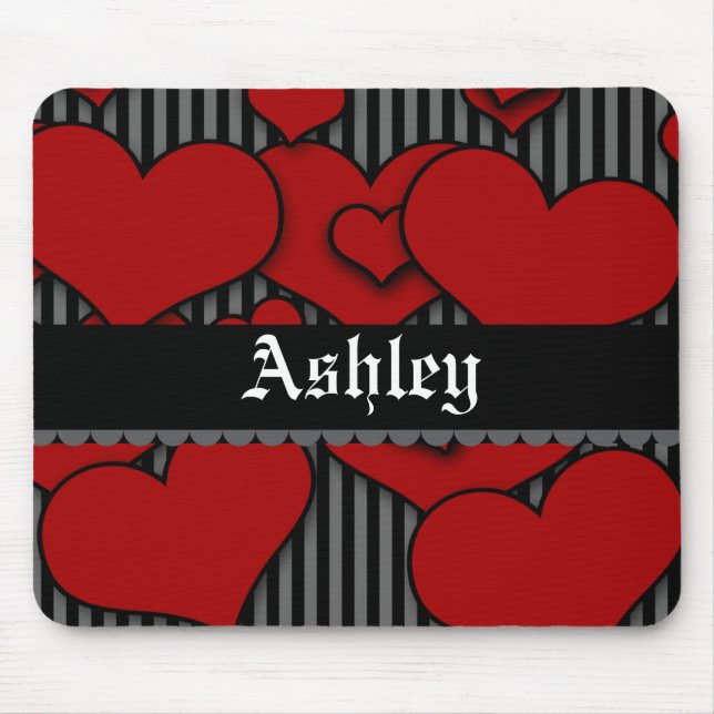 Personalized & Custom Name Red Gothic Mousepad (Front)