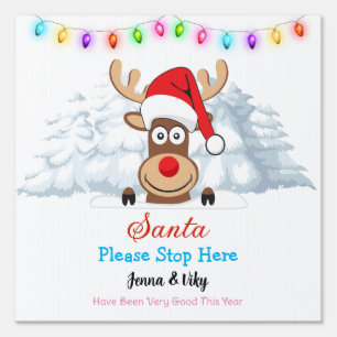 Personalized Custom Name - Santa Please Stop Here  Sign