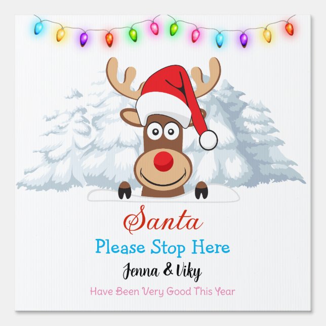 Personalized Custom Name - Santa Please Stop Here  Sign (Front)