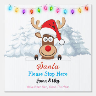 Personalized Custom Name - Santa Please Stop Here  Sign