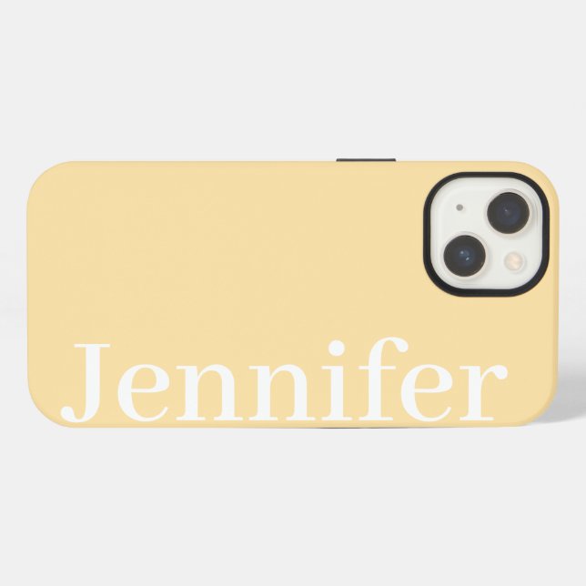 Personalized Custom Name Simple Elegant Beige iPhone Case (Back Horizontal)