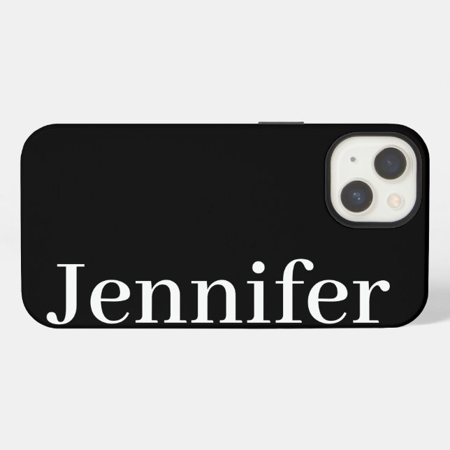 Personalized Custom Name Simple Elegant Black  iPhone Case (Back Horizontal)