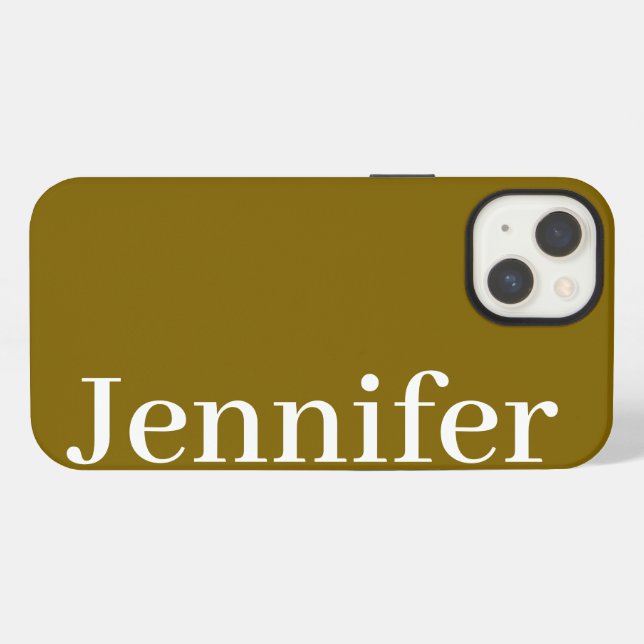 Personalized Custom Name Simple Elegant Brown  iPhone Case (Back Horizontal)
