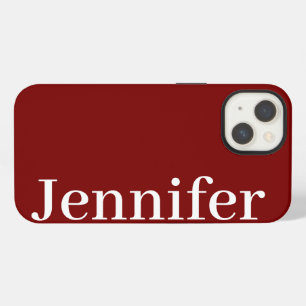 Personalized Custom Name Simple Elegant Cherry Red iPhone 13 Case