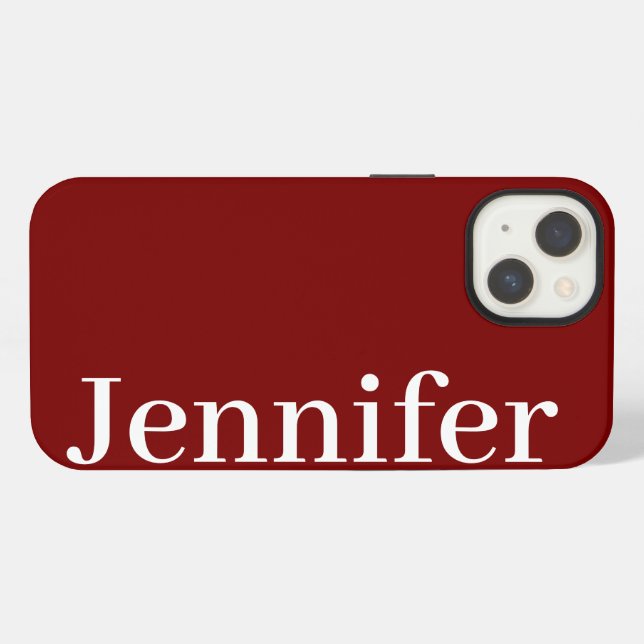 Personalized Custom Name Simple Elegant Cherry Red iPhone Case (Back Horizontal)