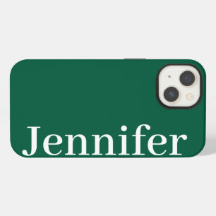 Personalized Custom Name Simple Elegant Dark Green iPhone 13 Case