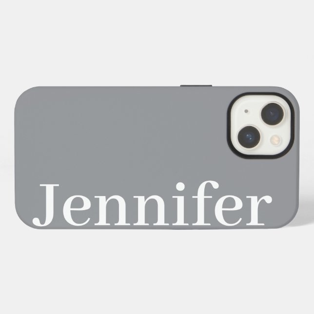 Personalized Custom Name Simple Elegant Dark Grey  iPhone Case (Back Horizontal)