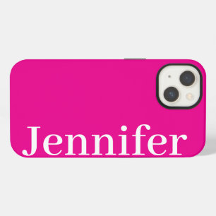 Personalized Custom Name Simple Elegant Hot Pink iPhone 13 Case