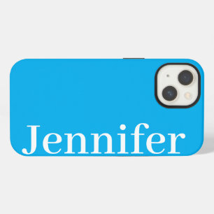 Personalized Custom Name Simple Elegant Ocean Blue iPhone 13 Case