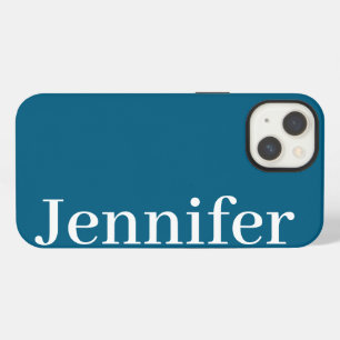 Personalized Custom Name Simple Elegant Ocean Blue iPhone 13 Case