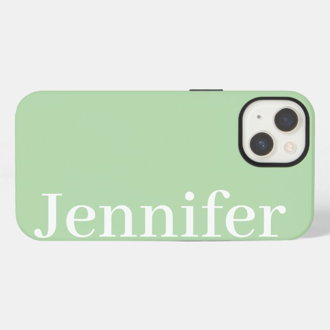Personalized Custom Name Simple Elegant Pale Green iPhone Case (Back Horizontal)