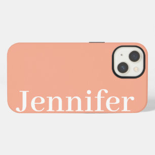 Personalized Custom Name Simple Elegant Peach iPhone 13 Case