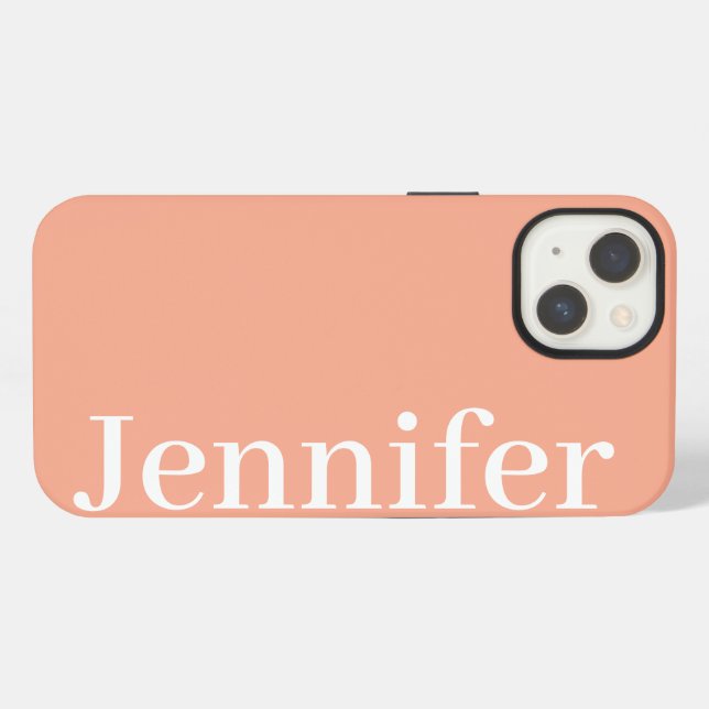 Personalized Custom Name Simple Elegant Peach iPhone Case (Back Horizontal)