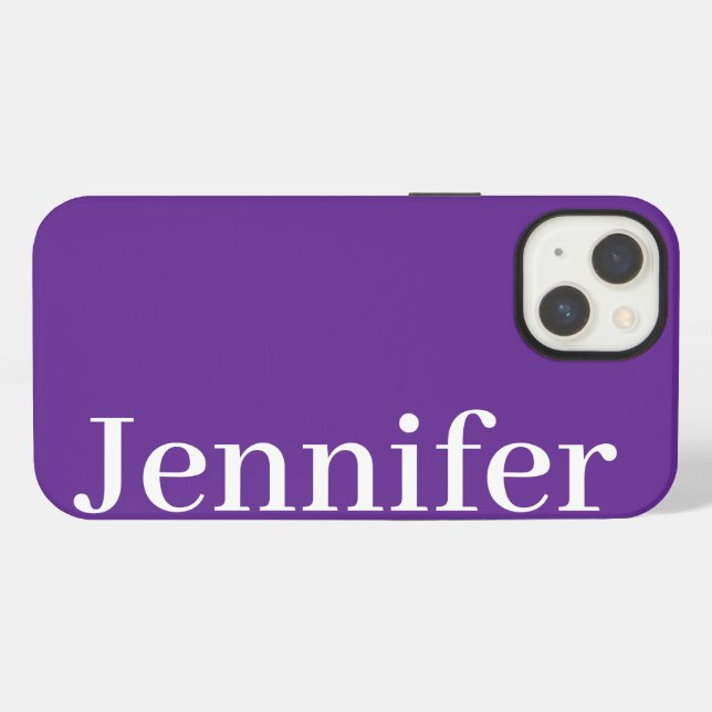 Personalized Custom Name Simple Elegant Purple iPhone Case (Back Horizontal)