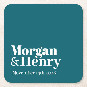 Personalized Custom Name Simple Modern Minimal Square Paper Coaster