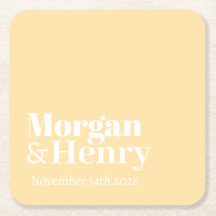 Personalized Custom Name Simple Modern Minimal  Square Paper Coaster