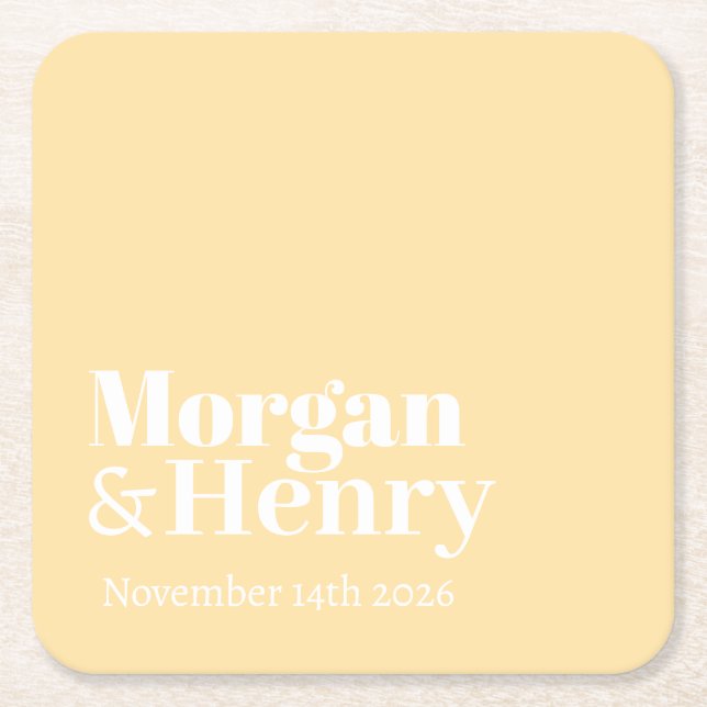 Personalized Custom Name Simple Modern Minimal  Square Paper Coaster (Front)