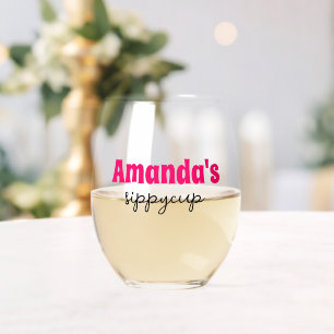 Personalized Custom Name Sippy Cup Stemless Wine Glass