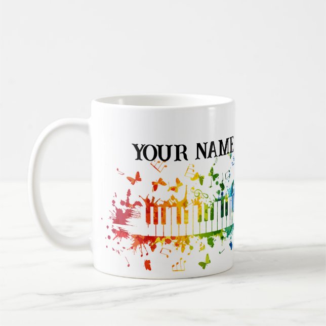 Personalized custom name small for pianist coffee mug (Left)