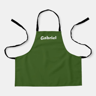 Personalized Custom Name Solid Color Forest Green Apron