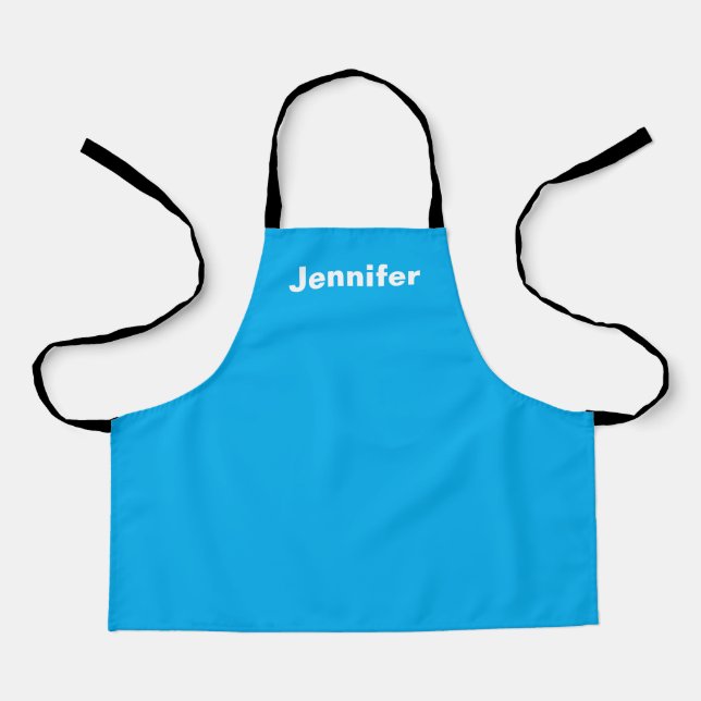 Personalized Custom Name Solid Color Sky Blue Apron (Front)