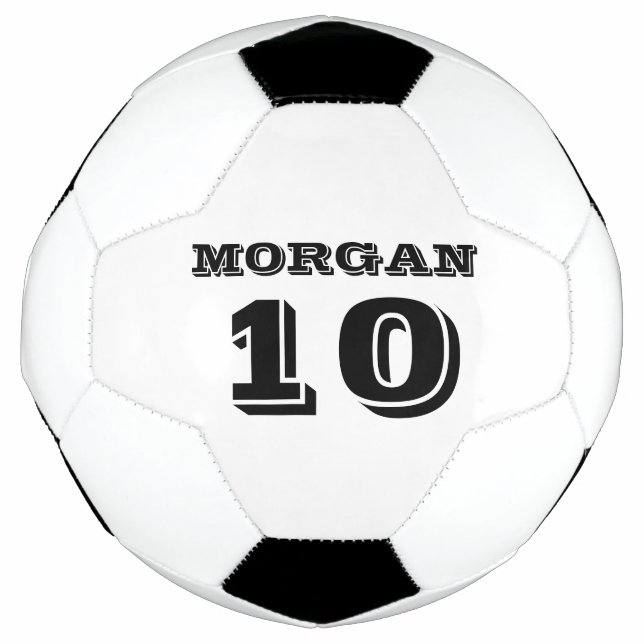 Personalized custom name sports team number modern soccer ball (Front)