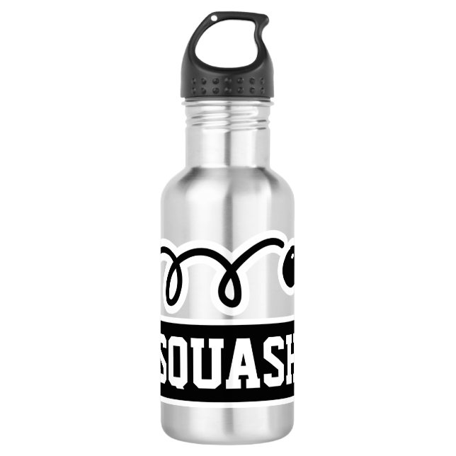 Personalized custom name squash sports stainless steel water bottle (Front)