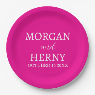 Personalized Custom Name Stylish Minimal Wedding Paper Plates