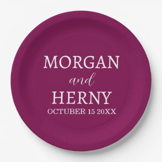 Personalized Custom Name Stylish Minimal Wedding Paper Plates