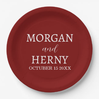 Personalized Custom Name Stylish Minimal Wedding Paper Plates
