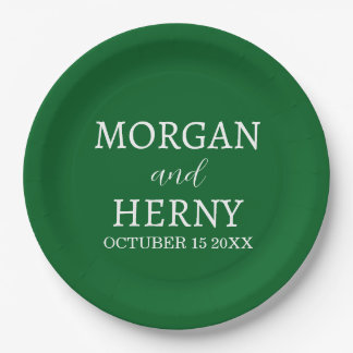 Personalized Custom Name Stylish Minimal Wedding Paper Plates