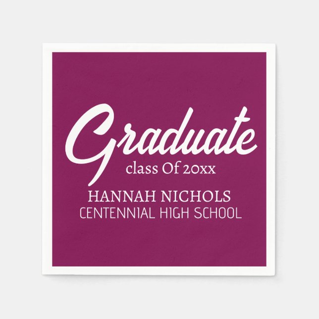 Personalized Custom Name Stylish Modern Graduation Napkins (Front)