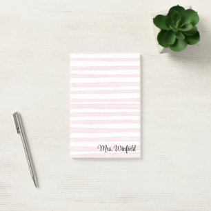Personalized Custom Name Teacher Pink Lines Post-it Notes