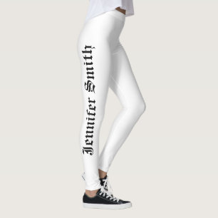 Personalized Custom Name Text black and white  Leg Leggings