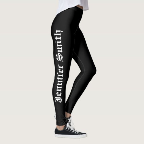 Personalized Custom Name Text black and white  Leggings
