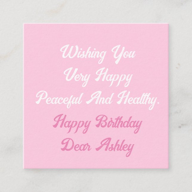 Personalized Custom Name Text Photo Happy Birthday Enclosure Card (Front)
