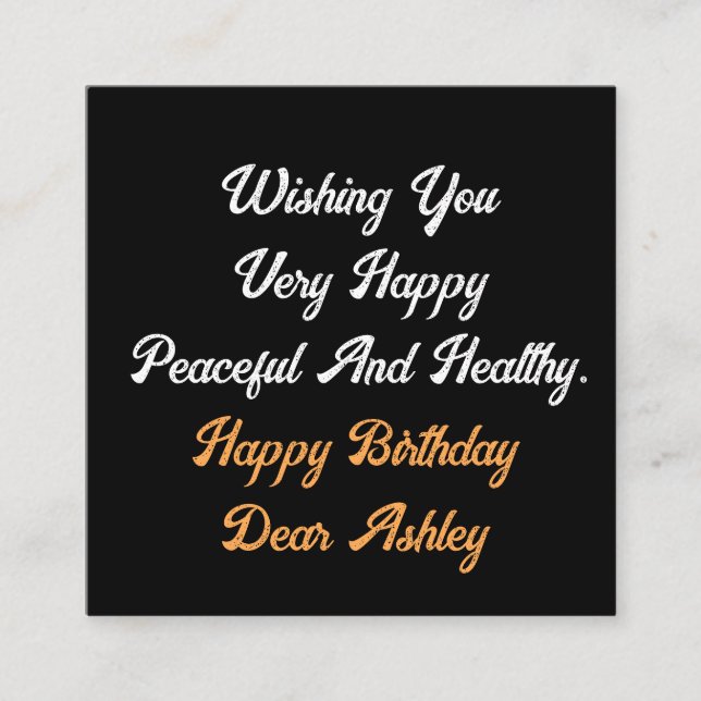 Personalized Custom Name Text Photo Happy Birthday Enclosure Card (Front)