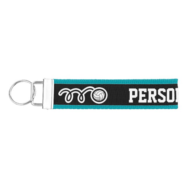 Personalized custom name volleyball wrist keychain (Keys on Left)