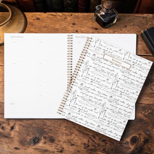 Personalized Custom Name Writer's Gift Planner (Personalized writer's planner with handwritten script.)