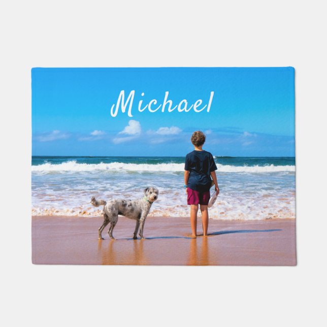 Personalized Custom Name Your Pet Photo Doormat (Front)