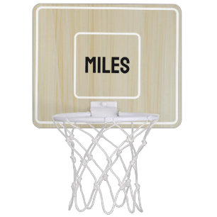 Personalized Custom Natural Wood White Rim Wooden Mini Basketball Hoop