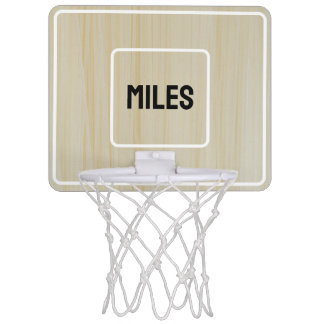 Personalized Custom Natural Wood White Rim Wooden  Mini Basketball Hoop