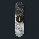 Personalized Custom Number or Letter Skateboard<br><div class="desc">Personalized Custom Number Skateboards with Black White Marble Design by MIGNED - Add Your Number / or Year - Age / Letter / More - with Customization Tool ! Good Luck - Be Happy :)</div>