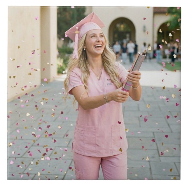Personalized Custom Nursing Graduate Ceramic Photo Tile (Front)