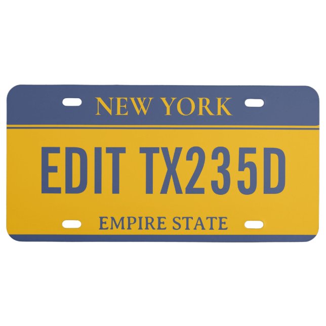 Personalized custom Ny New york License plate (Front)