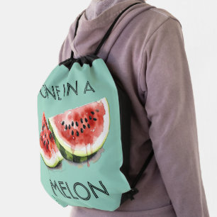 Personalized Custom ONE IN A MELON Summer Vibes Drawstring Bag