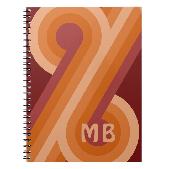 Personalized Custom Orange Dark Red Retro Art Notebook (Front)
